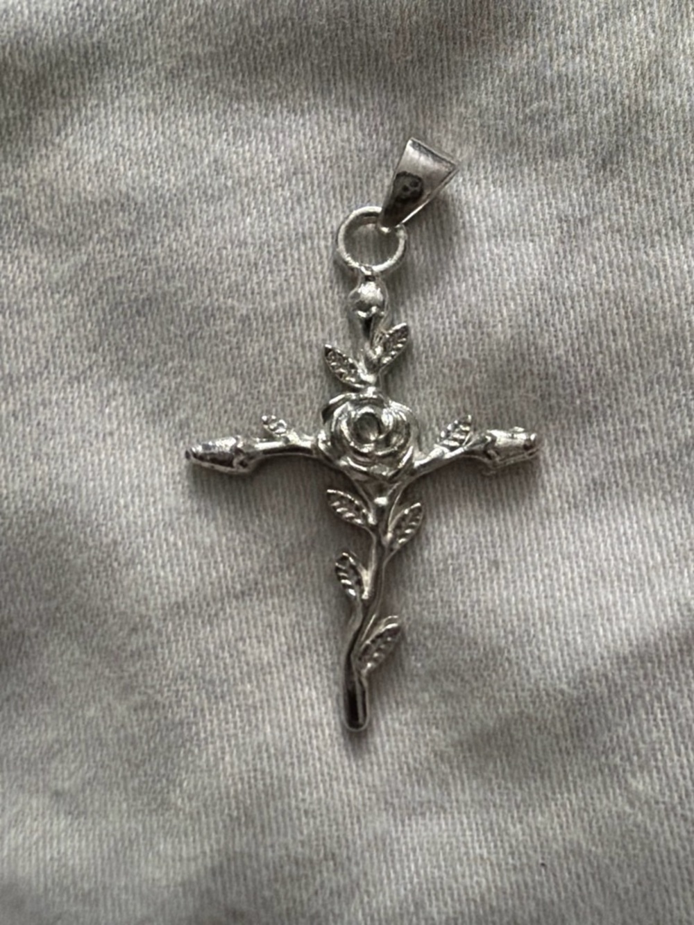 925 Silver Rose Cross Pendant - Women Jewelry
